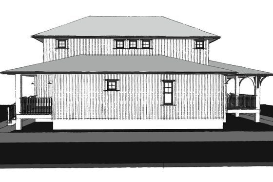 Exterior - Rear Elevation for Farmhouse House Plan #1101-17 - 4 bed, 3 bath