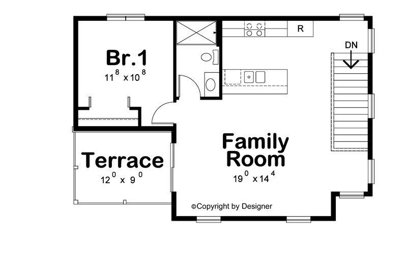 House Blueprint - Floor Plan - Upper Floor for Modern House Plan #20-2568 - 1 bed, 1 bath
