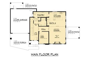 Floor Plan - Main Floor for Contemporary House Plan #1066-304 - 4 bed, 4 bath