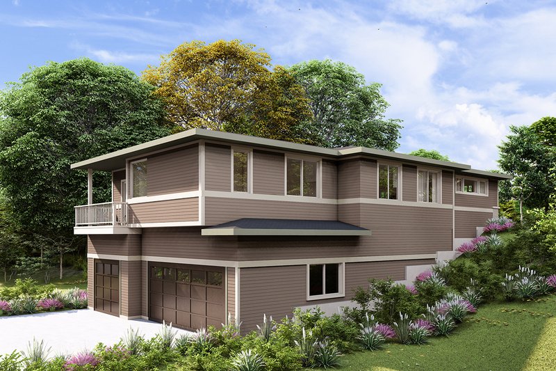 Architectural House Design - Exterior - Rear Elevation for Contemporary House Plan #124-1393 - 3 bed, 2 bath
