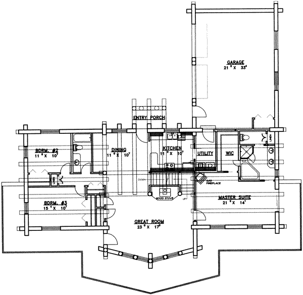 Dream House Plan - Log Floor Plan - Main Floor Plan #117-404