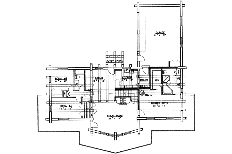 Home Plan - Floor Plan - Main Floor for Log House Plan #117-404 - 6 bed, 3.5 bath