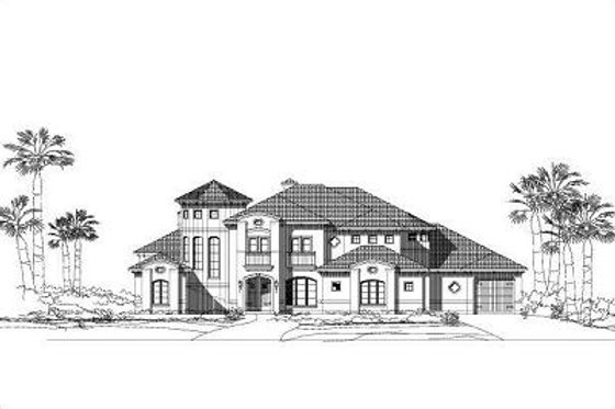 Exterior - Front Elevation for European House Plan #411-457 - 5 bed, 5.5 bath