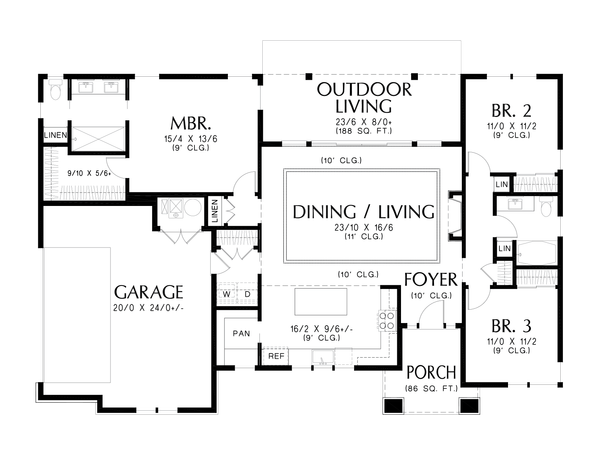 Contemporary Floor Plan - Main Floor Plan #48-1136