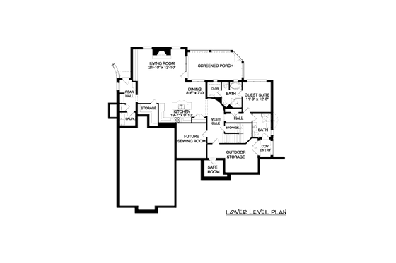 Floor Plan - Lower Floor for European House Plan #413-853 - 4 bed, 4.5 bath