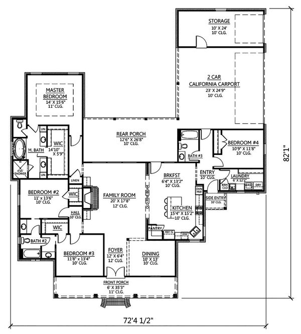 Home Plan - Southern Floor Plan - Main Floor Plan #1074-21