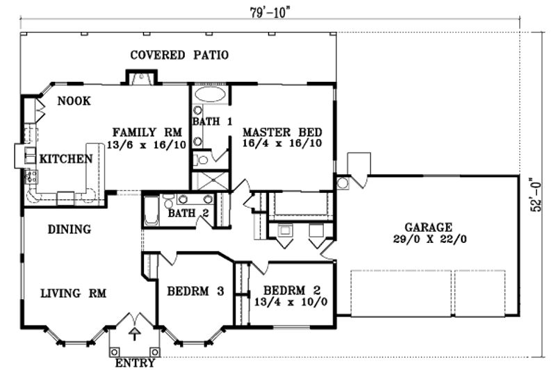 Home Plan - Floor Plan - Main Floor House Plan #1-1402 - 3 bed, 2 bath