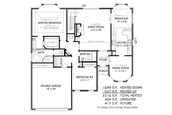 Floor Plan - Main Floor for Traditional House Plan #424-26 - 4 bed, 3 bath