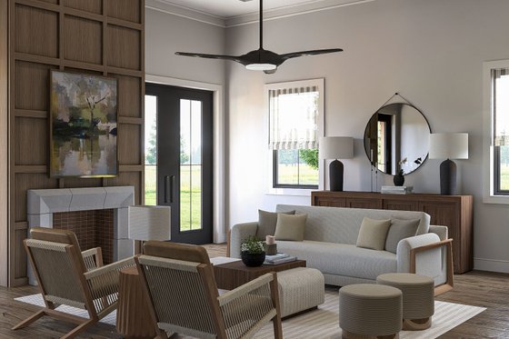 Interior - Family Room for Barndominium House Plan #455-254 - 2 bed, 2 bath