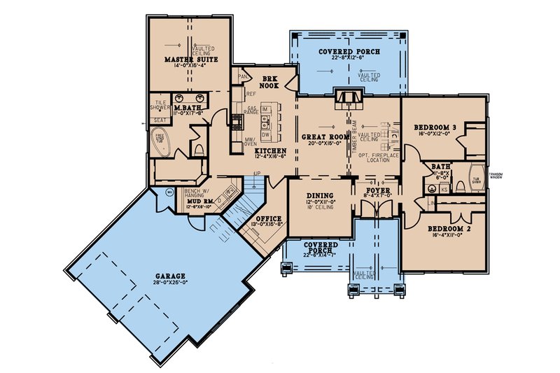 Dream House Plan - Floor Plan - Main Floor for Craftsman House Plan #923-192 - 3 bed, 2 bath