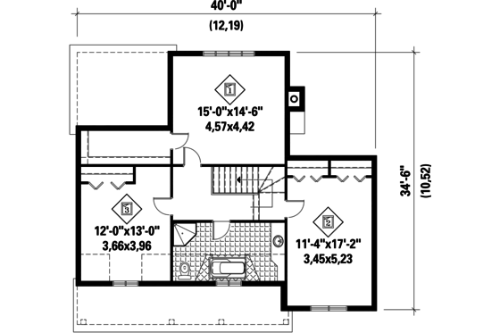 Floor Plan - Upper Floor for Country House Plan #25-4791 - 3 bed, 1 bath