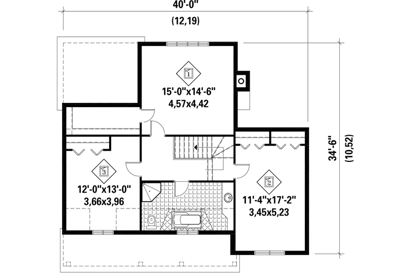 Dream House Plan - Floor Plan - Upper Floor for Country House Plan #25-4791 - 3 bed, 1 bath