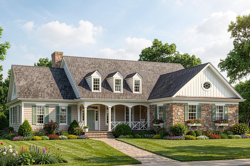 Traditional Style House Plan - 4 Beds 3 Baths 3783 Sq/Ft Plan #137-213 Photo