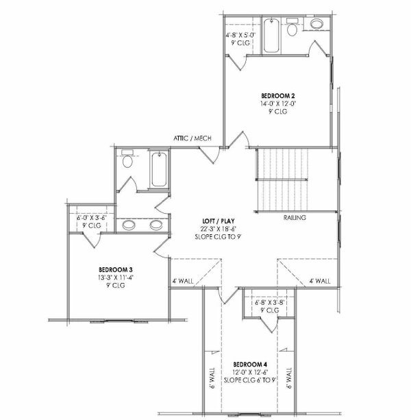House Blueprint - Cottage Floor Plan - Upper Floor Plan #1096-173