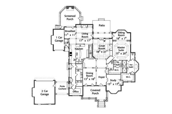 Floor Plan - Main Floor for Colonial House Plan #429-48 - 5 bed, 5 bath