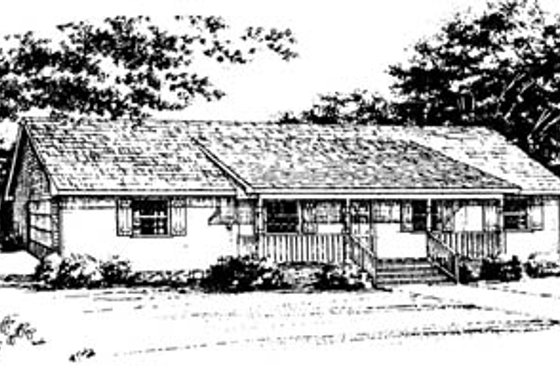 Exterior - Front Elevation for Ranch House Plan #10-127 - 3 bed, 2 bath