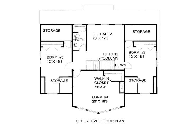 Architectural House Design - Floor Plan - Upper Floor for Cabin House Plan #117-777 - 3 bed, 2.5 bath
