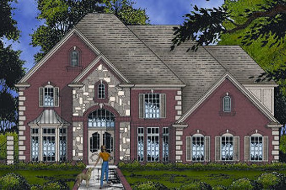 Exterior - Front Elevation for European House Plan #40-399 - 4 bed, 3.5 bath