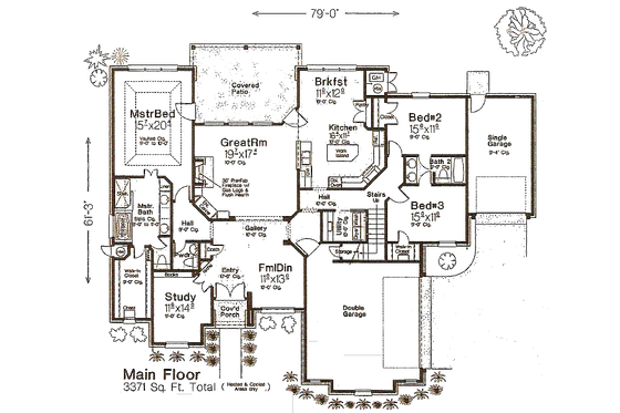 Floor Plan - Main Floor for European House Plan #310-975 - 4 bed, 3.5 bath