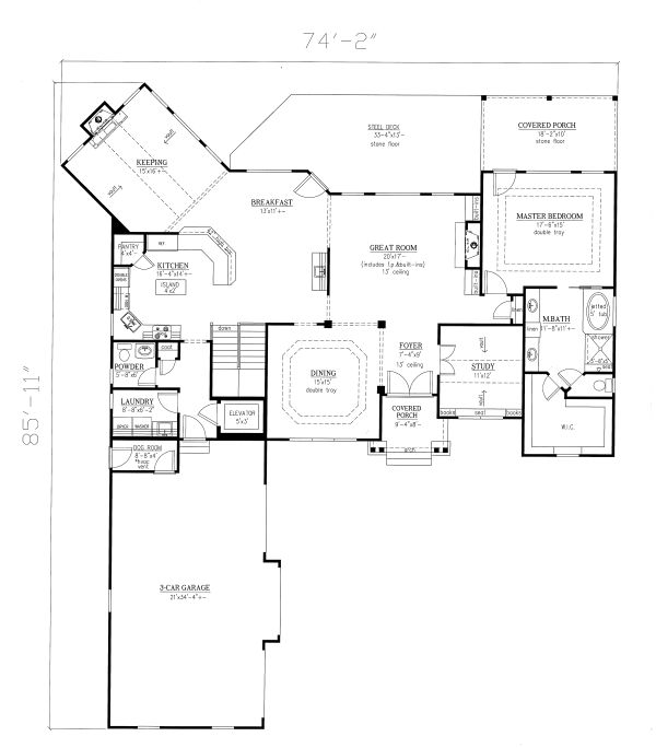 House Blueprint - Craftsman Floor Plan - Main Floor Plan #437-100