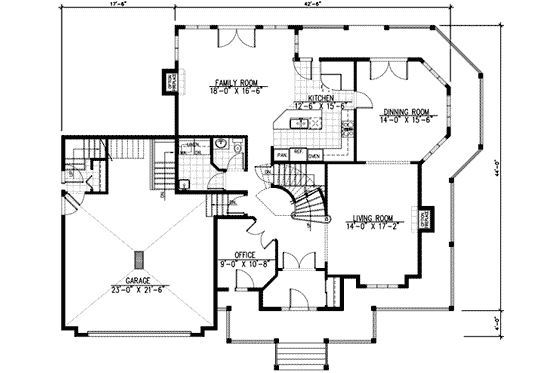 Floor Plan - Main Floor for Craftsman House Plan #138-111 - 4 bed, 2.5 bath