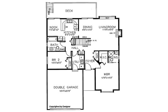 Floor Plan - Main Floor for Mediterranean House Plan #126-266 - 2 bed, 2 bath