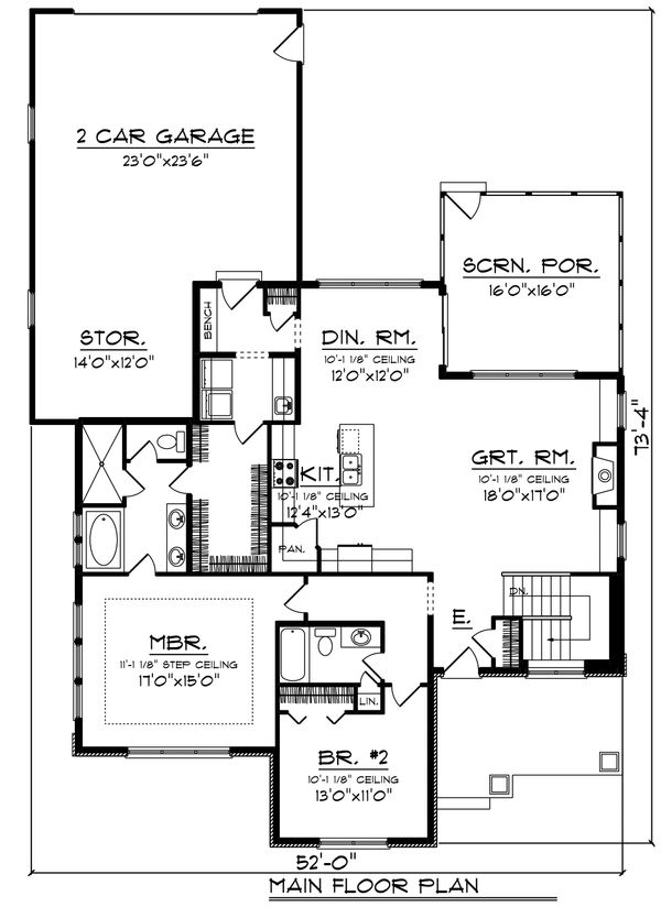 Dream House Plan - Ranch Floor Plan - Main Floor Plan #70-1459