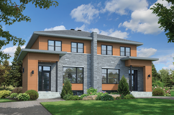 Exterior - Front Elevation for Contemporary House Plan #25-4516 - 6 bed, 2 bath