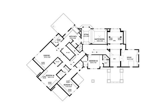 Floor Plan - Upper Floor for Traditional House Plan #56-599 - 5 bed, 4.5 bath