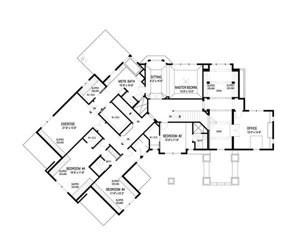 Traditional Floor Plan - Upper Floor Plan #56-599