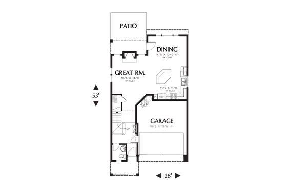 Floor Plan - Main Floor for Craftsman House Plan #48-631 - 3 bed, 2.5 bath