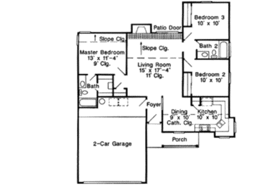 Floor Plan - Main Floor for Ranch House Plan #410-181 - 3 bed, 2 bath