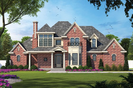 Exterior - Front Elevation 3 for European House Plan #20-967 - 4 bed, 3.5 bath