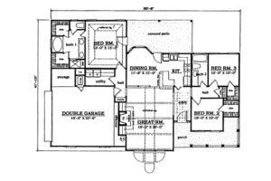 Floor Plan - Main Floor for Traditional House Plan #42-109 - 3 bed, 2 bath