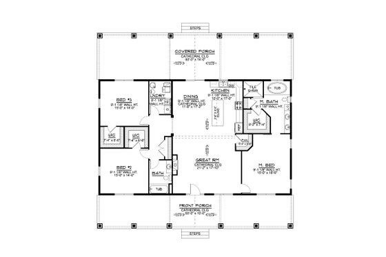 Floor Plan - Main Floor for Ranch House Plan #1064-254 - 3 bed, 2 bath
