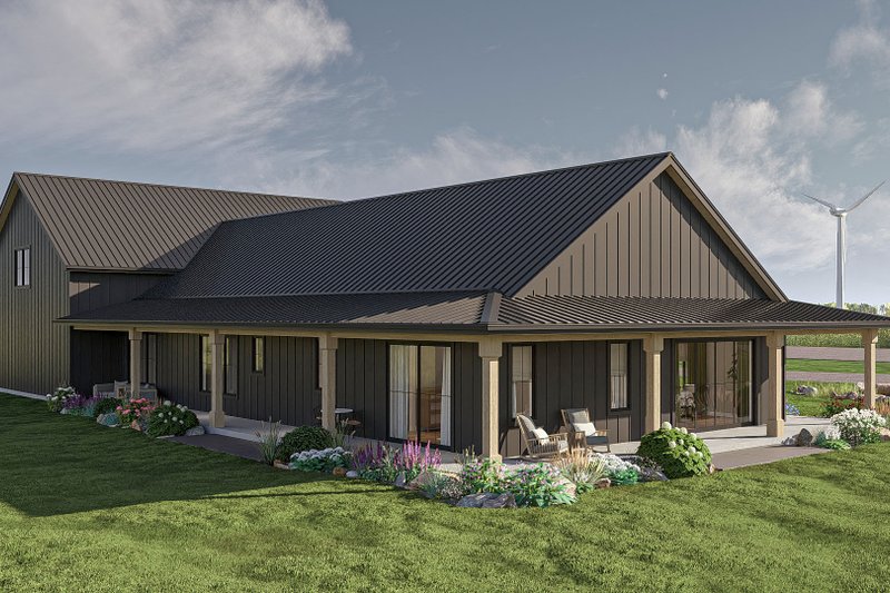 Home Plan - Exterior - Rear Elevation for Barndominium House Plan #455-384 - 3 bed, 2.5 bath