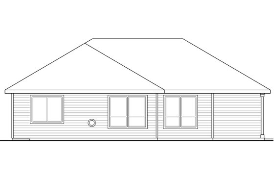 Exterior - Rear Elevation for Ranch House Plan #124-1044 - 3 bed, 2 bath