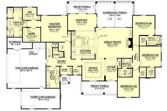 Floor Plan - Main Floor for Traditional House Plan #430-127 - 4 bed, 3.5 bath