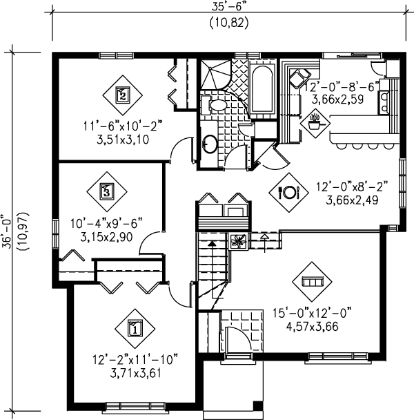 Traditional Floor Plan - Main Floor Plan #25-1027
