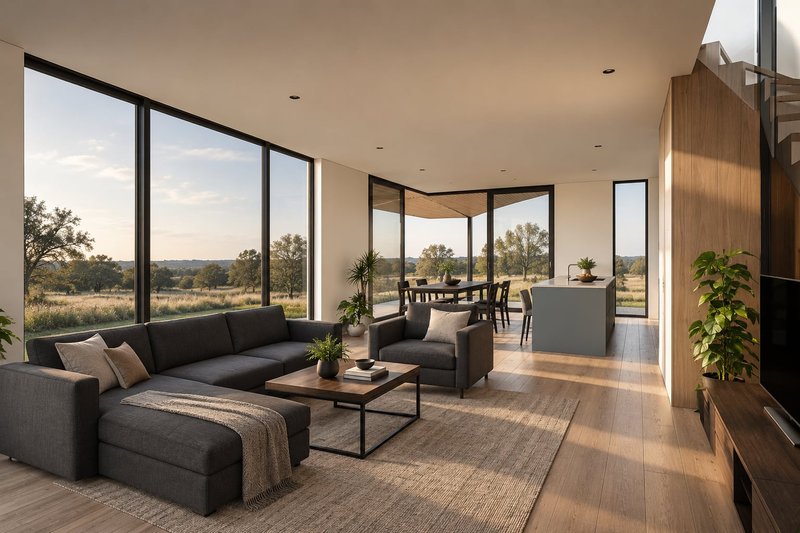 Architectural House Design - Interior - Family Room for Contemporary House Plan #80-232 - 2 bed, 1.5 bath