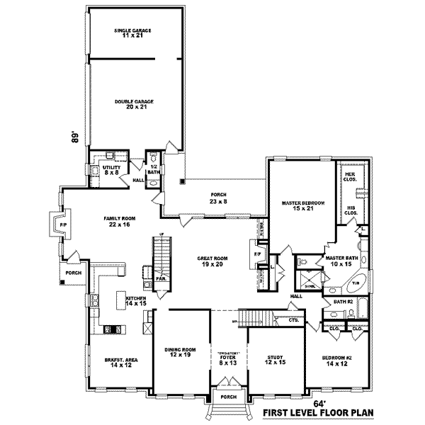 Colonial Floor Plan - Main Floor Plan #81-1645