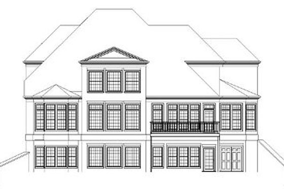 Exterior - Rear Elevation for European House Plan #119-312 - 4 bed, 4 bath