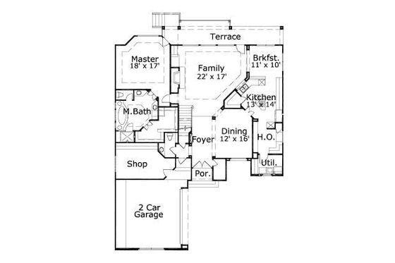 Floor Plan - Main Floor for European House Plan #411-142 - 3 bed, 2.5 bath