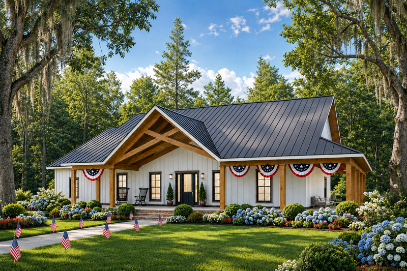 Architectural House Design - Exterior - Front Elevation 3 for Farmhouse House Plan #44-317 - 7 bed, 3 bath