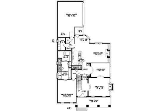 Floor Plan - Main Floor for Tudor House Plan #81-430 - 3 bed, 2.5 bath