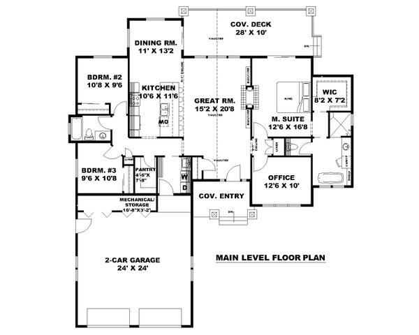 Traditional Style House Plan - 3 Beds 2 Baths 1803 Sq/Ft Plan #117-1000 ...