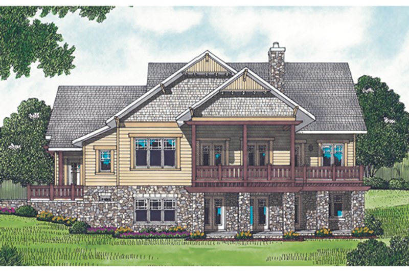 Architectural House Design - Exterior - Rear Elevation for Craftsman House Plan #453-12 - 3 bed, 3.5 bath