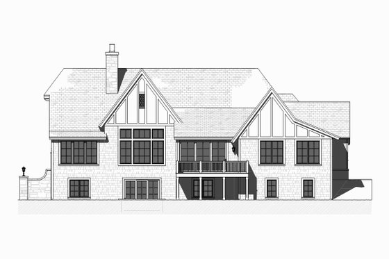 Exterior - Rear Elevation for Tudor House Plan #901-119 - 5 bed, 3.5 bath