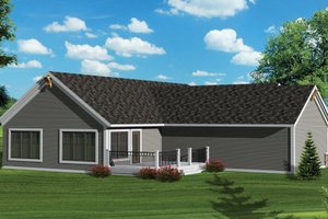 Exterior - Rear Elevation for Craftsman House Plan #70-1045 - 2 bed, 2 bath