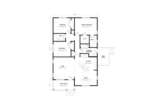 Floor Plan - Main Floor for Craftsman House Plan #936-25 - 3 bed, 2 bath